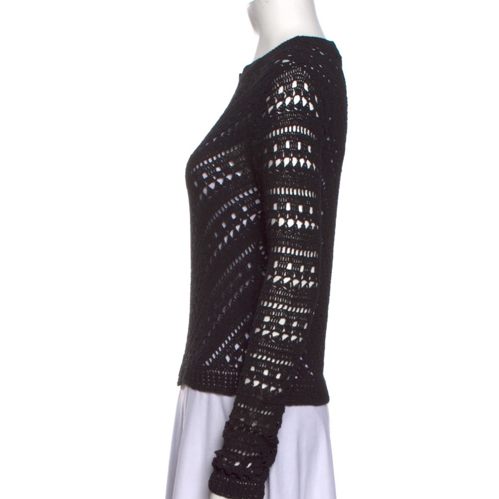 NWOT Theory Crewneck Eyelet Trim Sweater Slim fit in Black Size Petite - Picture 2 of 3